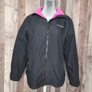 Columbia Black Pink Zip Coat Puffer Jacket Zip Pockets Women's Medium  Gift